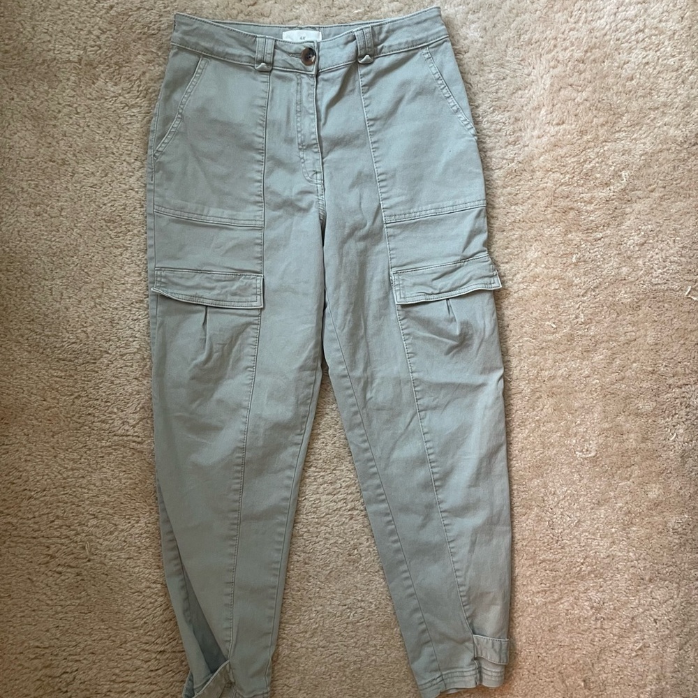 H&M Light Olive Cargo Tapered Pants